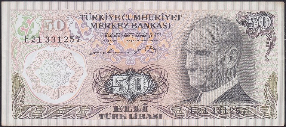 6.Emisyon 1.Tertip 50 Lira E21 331257 Çilaltı