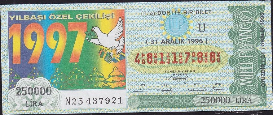 1996 31 Aralık Çeyrek Bilet - U Serisi