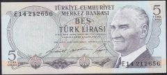 6.Emisyon 1.Tertip 5 Lira E14 212656 Çilaltı