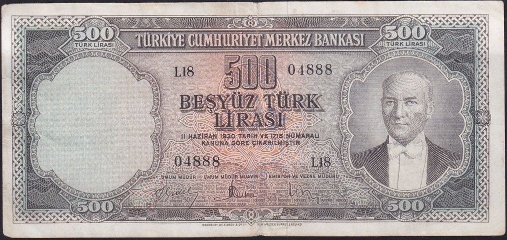 5.Emisyon 2.Tertip 500 Lira L18 04888 Çok Temiz