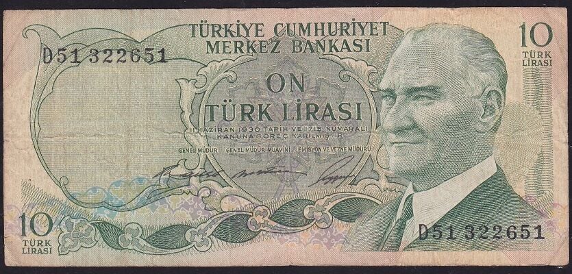 6.Emisyon 1.Tertip 10 Lira D51 332651 Çok Temiz