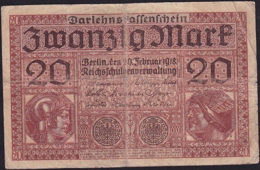Almanya 20 Mark 1918 Çok Temiz
