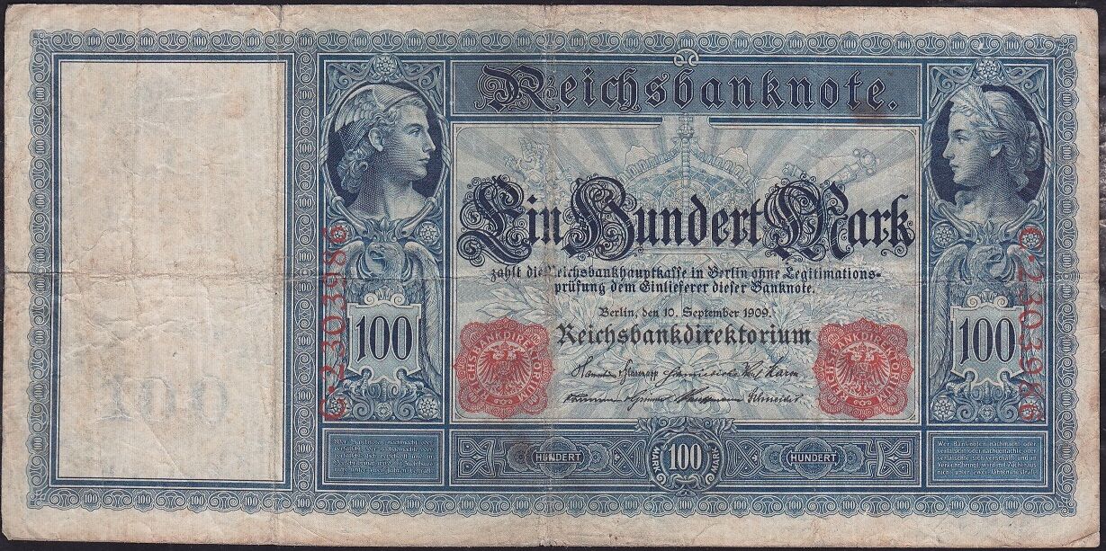 Almanya 100 Mark 1909 Çok Temiz