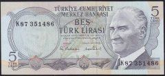 6.Emisyon 2.Tertip 5 Lira K87 351486 Çil