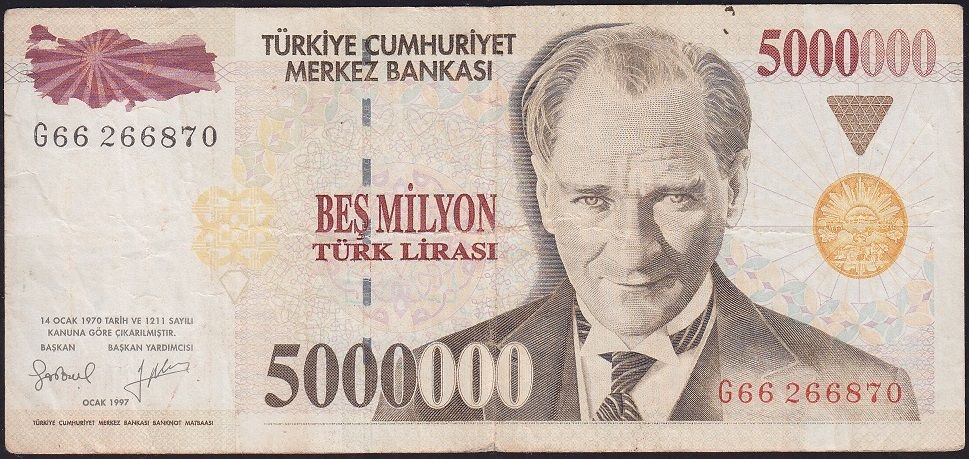 7.Emisyon 5 000 000 Lira G66 266870 Çok Temiz