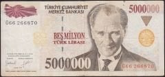 7.Emisyon 5 000 000 Lira G66 266870 Çok Temiz