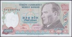 7.EMİSYON 1.TERTİP 5000 LİRA A48 393794 ÇÇT