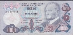 6.Emisyon 1.Tertip 1000 Lira C16 377411 Çok Temiz +
