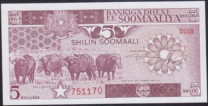 SOMALİ 5 ŞİLİN 1983 ÇİL