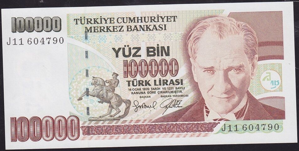 7.Emisyon 3.Tertip 100000 Lira J11 604790 Çilaltı