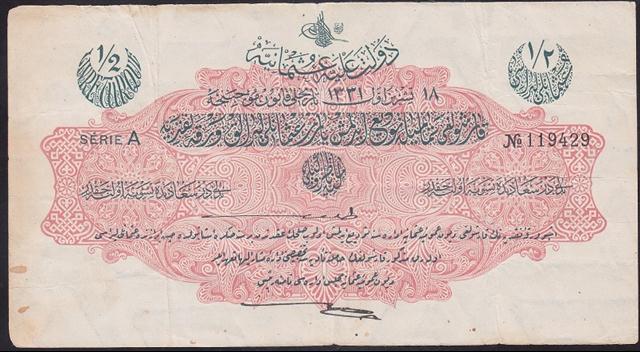 REŞAT 1/2  LİRA 18 EKİM 1331 A 119429 ÇOK TEMİZ eski para mezat