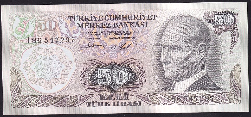 6.Emisyon 2.Tertip 50 Lira I86 547297 Çil
