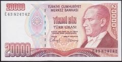 7.Emisyon 1.Tertip 20000 Lira E43 824742 Çilaltı