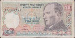 7.EMİSYON 1.TERTİP 5000 LİRA A37 113829 ÇOK TEMİZ