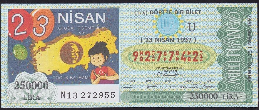1997 23 Nisan Çeyrek Bilet - U Serisi