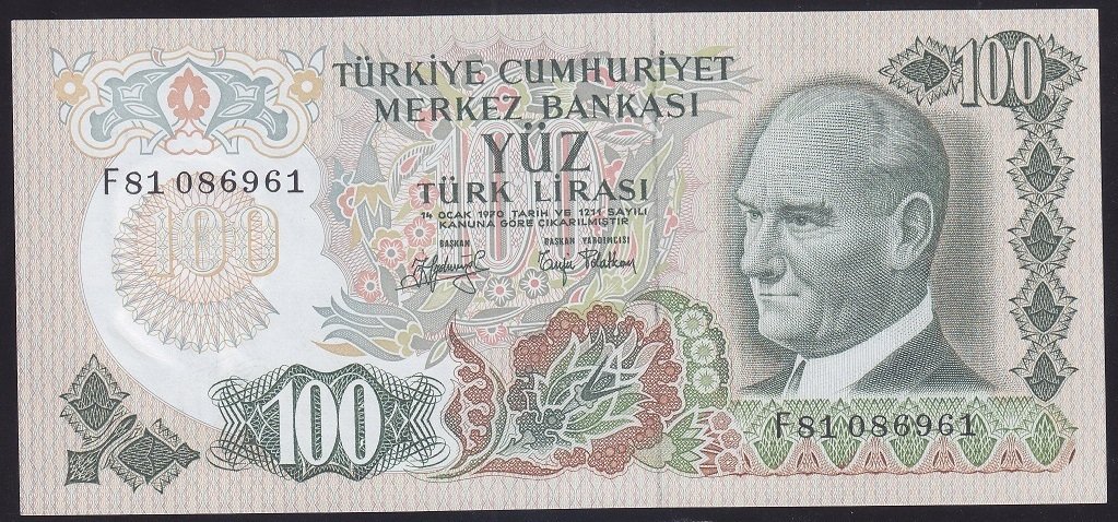 6.EMİSYON 2.TERTİP 100 LİRA F81 086961 ÇİLALTI ÇİL
