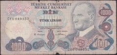 6.Emisyon 1.Tertip 1000 Lira C10 049352 İyi