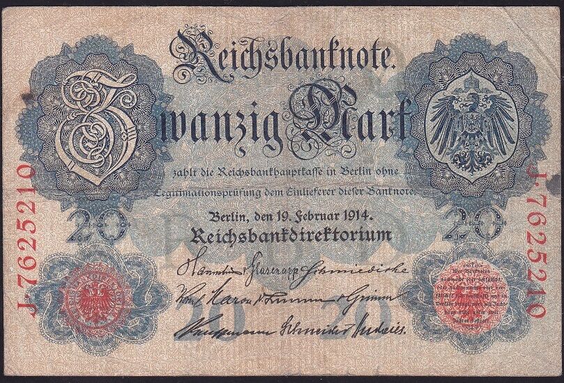 Almanya 20 Mark 1914 Çok Temiz
