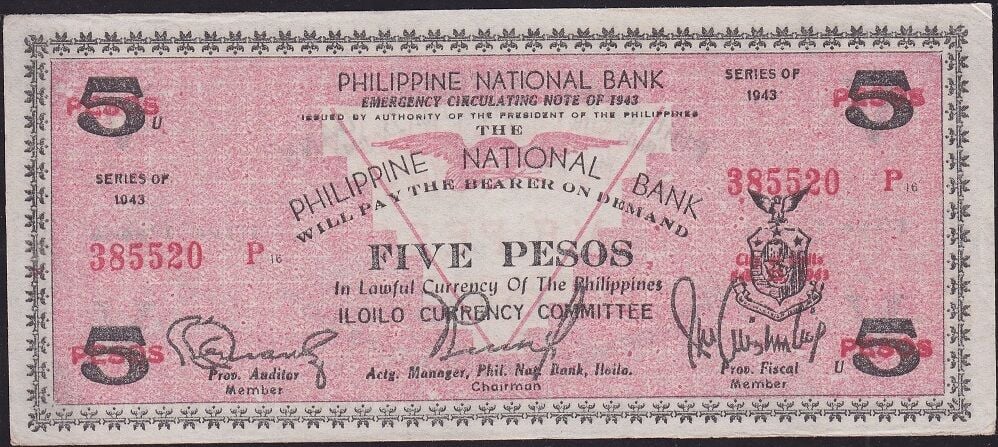Filipinler 5 Pesos 1943 Çil ( Acil İhtiyaç Parası )
