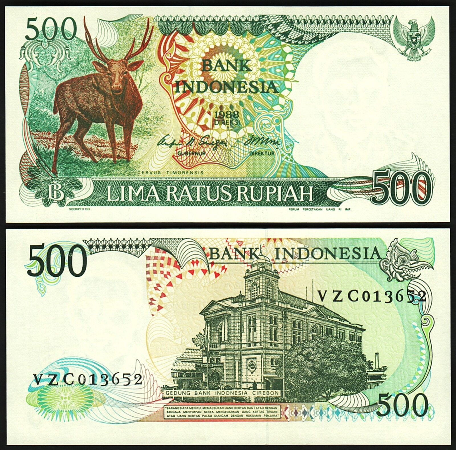 Endonezya 500 Rupiah 1988 Çil Pick 123