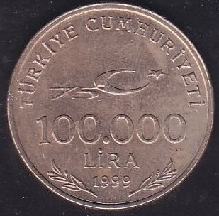 1999 Yılı 100000 Lira 75.Yıl Çilaltı Çil