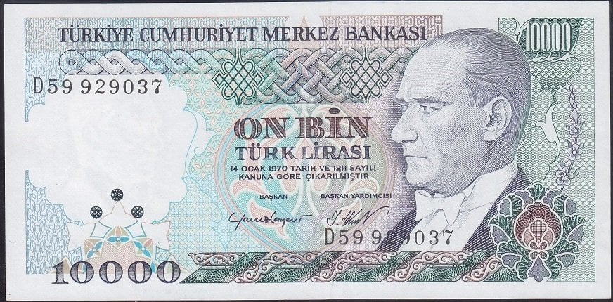 7.Emisyon 2.Tertip 10000 Lira D59 929037 Çilaltı Çil
