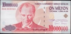7.Emisyon 10 000 000 Lira D68 553313 Çok Temiz+