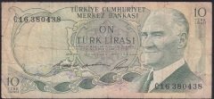 6.EMİSYON 1.TERTİP 10 LİRA C16 380438 TEMİZ