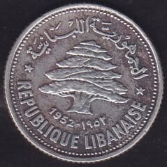 Lübnan 50 Piastre 1952 Gümüş