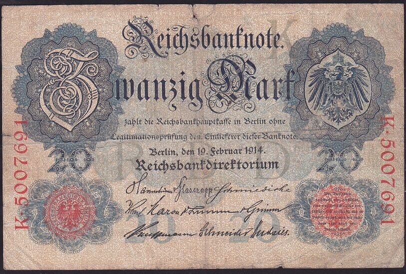 Almanya 20 Mark 1914 Çok Temiz