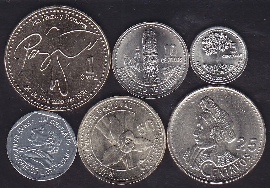 Guatemala 6 Adet Madeni Para Seti 1994 -2007 Çil