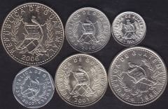 Guatemala 6 Adet Madeni Para Seti 1994 -2007 Çil