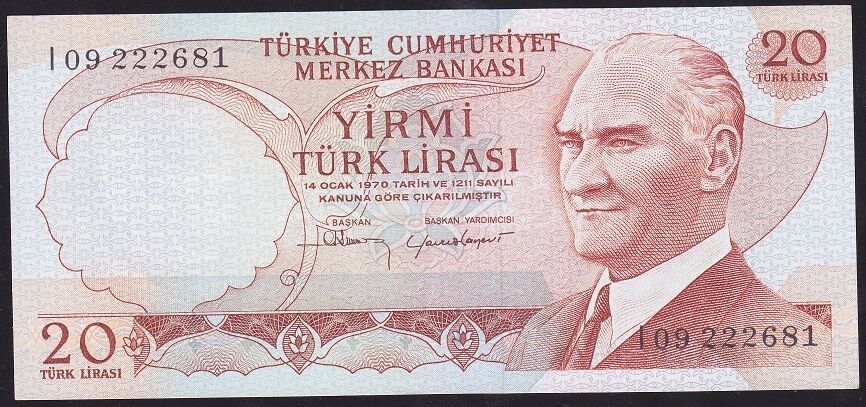 6.Emisyon 4.Tertip 20 Lira I09 222681 Ççt Çilaltı