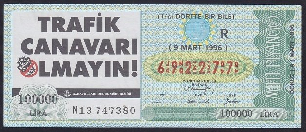 1996 9 MART ÇEYREK BİLET