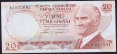 6.Emisyon 4.Tertip 20 Lira I09 222681 Ççt Çilaltı
