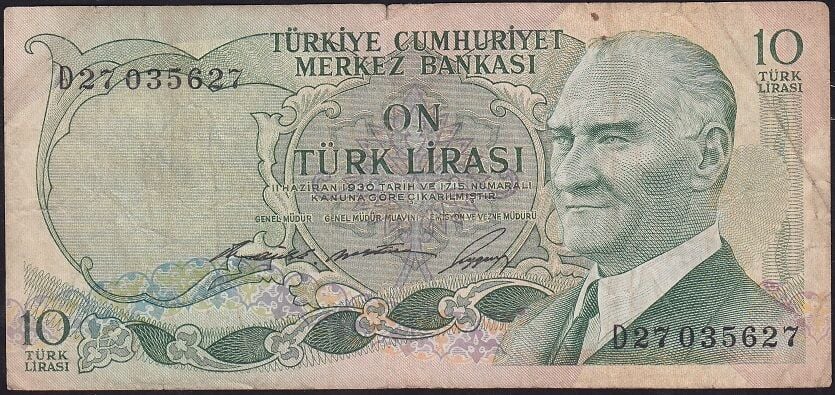 6.Emisyon 1.Tertip 10 Lira D27 035627 Çok Temiz