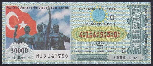 1993 19 MAYIS ÇEYREK BİLET G SERİSİ