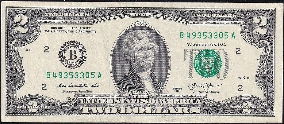 Amerika 2 Dolar 2013 Ççt Çilaltı