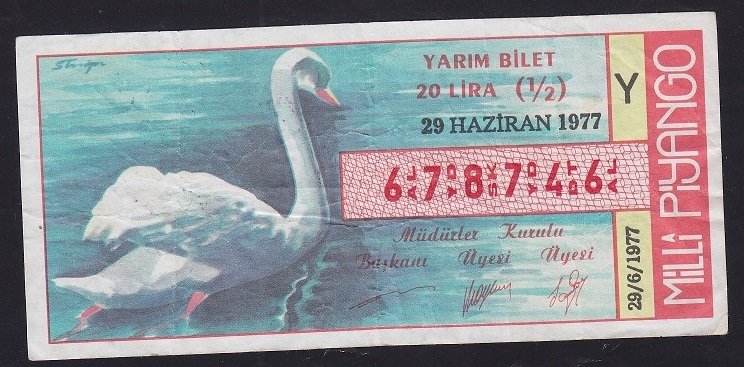 1977 29 HAZİRAN YARIM BİLET