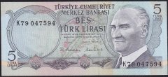 6.Emisyon 2.Tertip 5 Lira K79 047594 Çil