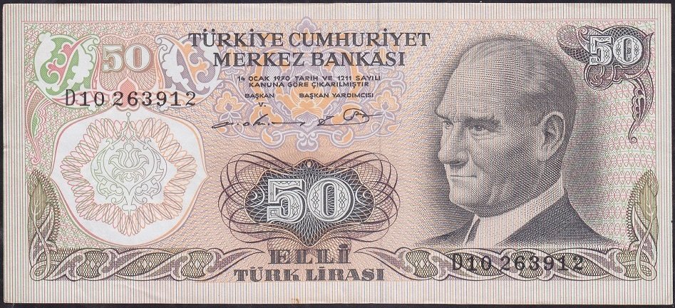6.Emisyon 1.Tertip 50 Lira D10 263912 Ççt +