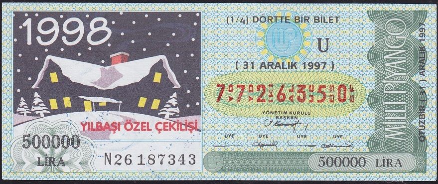 1997 31 Aralık Çeyrek Bilet - U Serisi