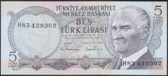 6.EMİSYON 2.TERTİP 5 LİRA H83 439302 ÇİL