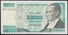 7.EMİSYON 1.TERTİP 50000 LİRA B53 270401 ÇOK TEMİZ