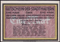 Almanya 1 Mark Notgeld 1921 Çil Filigranlı