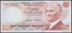 6.Emisyon 3.Tertip 20 Lira H41 099807 Çilaltı Çil