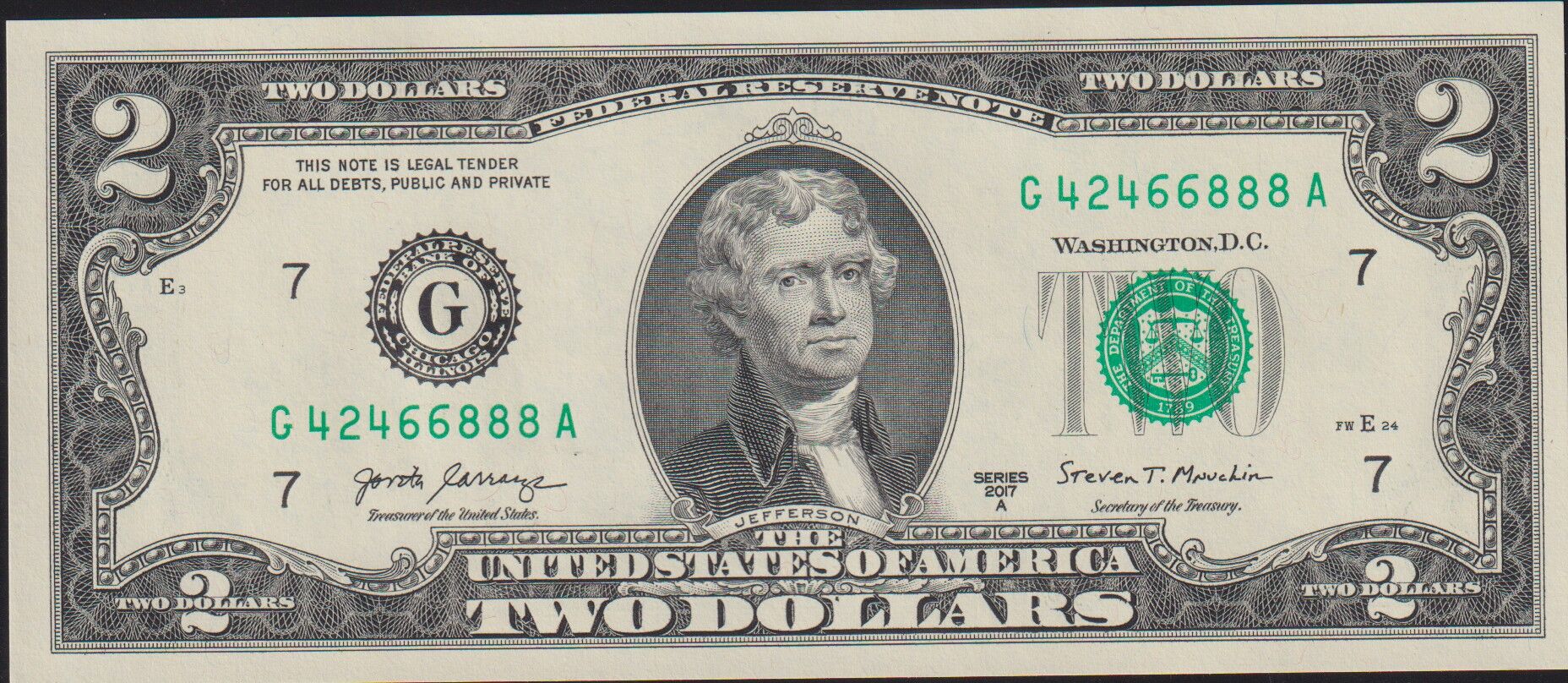 Amerika 2 Dolar 2017 A Çil ( 888 )