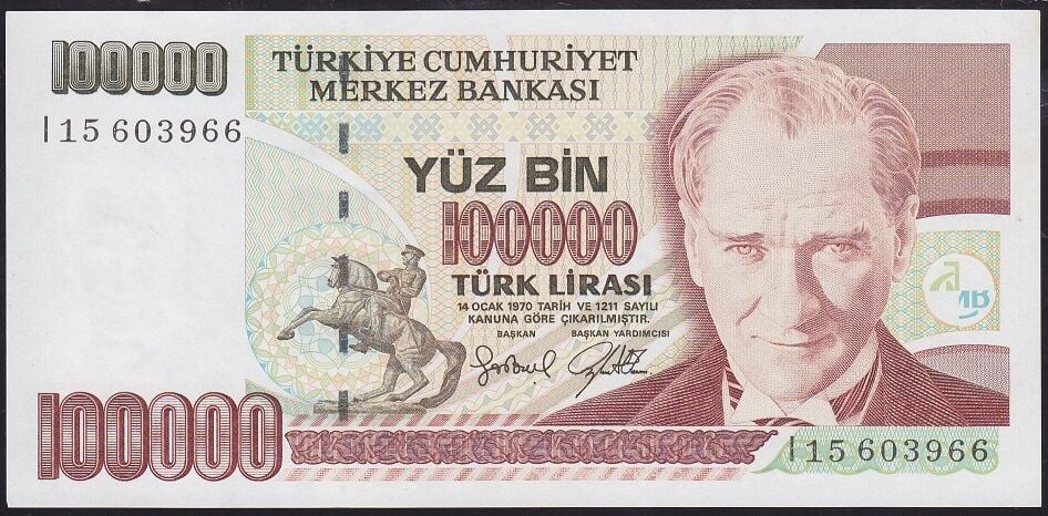 7.Emisyon 3.Tertip 100000 Lira I15 603966 Çilaltı