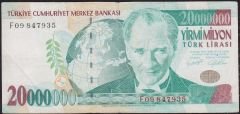 7.Emisyon 20 000 000 Lira F09 847935 Çok Temiz