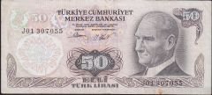6.Emisyon 2.Tertip 50 Lira J01 307055 Çok Temiz